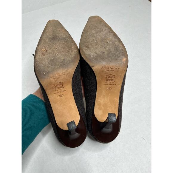 Jimmy Choo London Designer Lace Up Bow Detail square Pointed Toe Kitten Heels - Picture 8 of 10